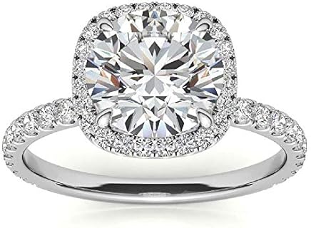 2.65 CT Round Moissanite Engagement Ring Wedding Eternity Band Vintage Solitaire Antique Halo-Setting Setting Silver Jewelry Anniversary Promise Vintage Ring Gift for Her