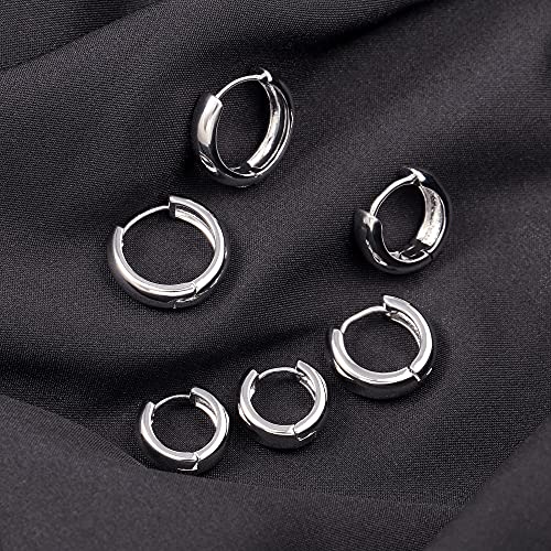 KISSPAT 3 Pairs Small Gold Huggie Hoop Earrings Set for Women Girls Multi Piercing Earrings Pack