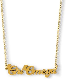 Sorority Shop Chi Omega Necklace — Retro Font Design with 18K Gold Plating, Chi Omega Gifts for Women