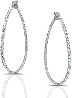 Humble Chic Cubic Zirconia Hoop Earrings for Women - Simulated Diamond Teardrop Post Back Statement Hoops - Stainless Steel Posts, Hypoallergenic and Safe for Sensitive Ears