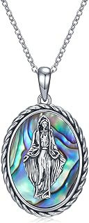 Sterling Silver Virgin Mary Pendant Necklace for Women and Girls with Cable Chain, Designed for Faith and Elegance, Safe for Sensitive Skin