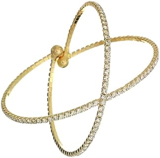 Chic Rhinestone Bangle with Box Chain for Women, X-Shaped Cross Geometric Design