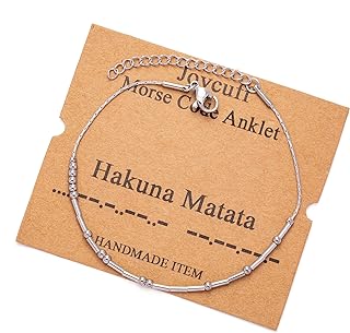 JoycuFF Morse Code     Adjustable Silver Gold Anklets for Women Unique Beach Jewelry Gifts for Her