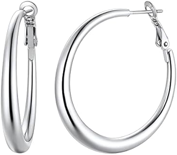 Stainless Steel/18K Gold/Black Plated Hoop Earrings for Women 30/40/60/80mm Hoops Hypoallergenic Fashion Jewelry(Gift Wrapped)