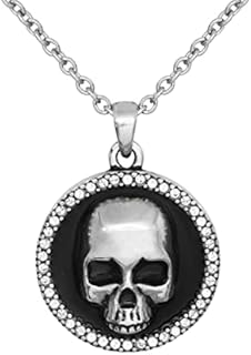 Controse Skull Necklace - cool skull pendant with 42 crystals