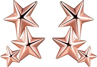 Yumilok Pentagram Earrings Sterling Silver Stud Earrings for Women Girls‘ Jewelry Star Crawler Earrings Stud Earrings Teen Friends Mom Wife Birthday Aniversario Gift Rose Gold