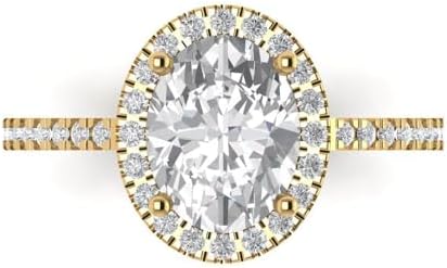 Clara Pucci 2.27 ct Oval Cut White Sapphire 14k Gold Halo Solitaire with Accents Wedding Engagement Bridal Promise Ring