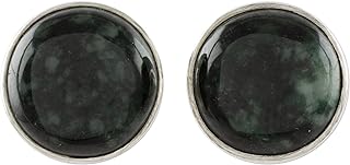 NOVICA Artisan Handmade Jade Stud Earrings Dark Green .925 Sterling Silver Artisan Jewelry Guatemala 'Harmonious Peace in Dark Green'