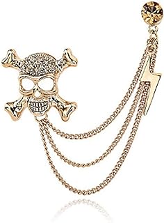 Punk Rhinestone Skull Brooch with Butterfly Clasp for Men and Women - Skull or Musical Note Design in Durable Alloy Steel