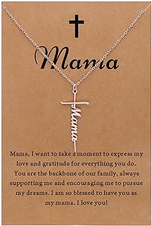 Stainless Steel Faith Cross Pendant Necklace with Lobster Clasp and Cable Chain for Women, SANNYRA Inspirational Happy Mother's Day Gift