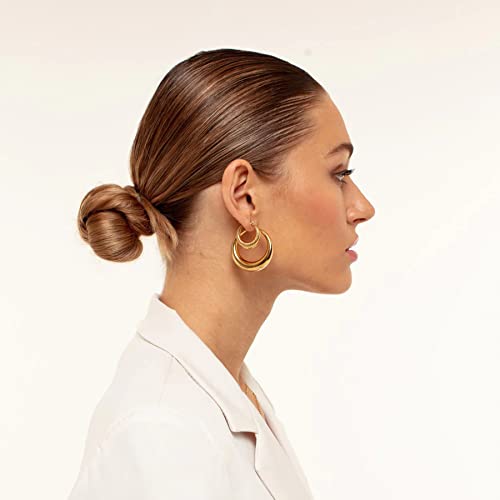 LOUMILEO Chunky Gold Hoop Earrings for Women, Sterling Silver 14K Gold Plated Chunky Gold Hoops Earrings Hypoallergenic Lightweight Thick Gold Hoop Earrings for Women Girls