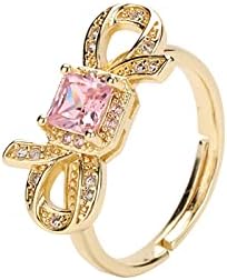 18K Gold Plated Rings - Vintage Wrap Stacking Statement Rings with Finest Cubic Zirconia for Women Adjustable Open Rings