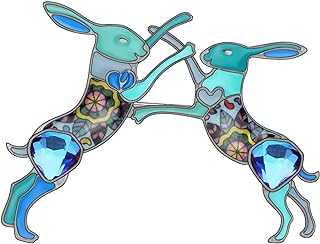 Enamel Alloy Rabbit Brooch with Pin Clasp Ideal for Women and Girls - Crystal Rhinestone-Embellished Easter Hare Design