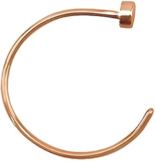 FIFTH CUE Rose Gold Flat Disc Nose Hoop 316L Surgical Steel Ring
