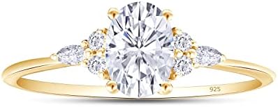 VVS1 Clarity Marquise Moissanite Diamond Solitaire Engagement Ring Set in 14K White Gold Over Sterling Silver for Her - Oval and Round Cut Design