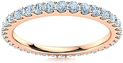Exquisite Round Aquamarine Full Eternity Ring in 925 Sterling Silver, Perfect Gift for Women, Anniversary & Special Occasions - MOONEYE