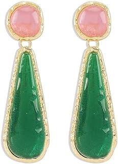 Long Teardrop Dangle Earrings for Women Girls Gold Plated Exggerated Boho Resin Irregular Geometric Lightweight Triangle Xmas Statement Drop Dangling Studs Fashion Chic Vintage Baroque Holiday Party Jewelry