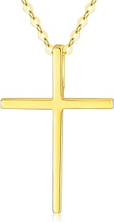 18K Solid Gold Tiny Cross Pendant Necklace for Women Simple Classic Cross Necklaces Religious Jewelry Gifts for Wife, Mother, 16-18 inch