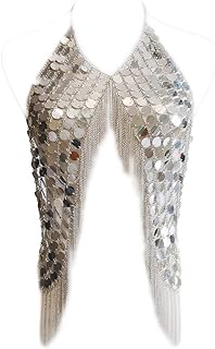 Sultry Rhinestone Body Chain Top with Sequins in Alluring Tassel Design