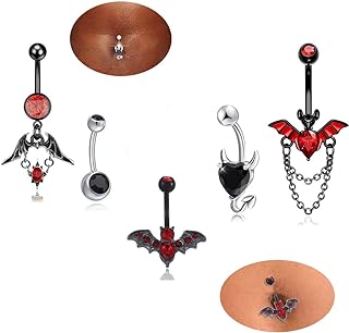 4 Pcs Snake Belly Rings for Women Surgical Steel Navel Rings Rhinestone Navel Barbell Butterfly Snake Belly Button Ring Set 304L Nightclub Halloween Body Jewelry Piercing for Girls