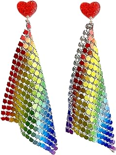 Zinc Rainbow LGBTQ Pride Earrings with French Wire Backing - Vibrant Tassel Drop Dangle Design for Women and Lesbian Girls
