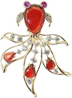 14K Gold Handmade Moissanite Small Goldfish Brooch, Cardigan Fixed Pin Coat Small Suit Accessories Small Goldfish Brooch, Gift for Her, Birthday Gift