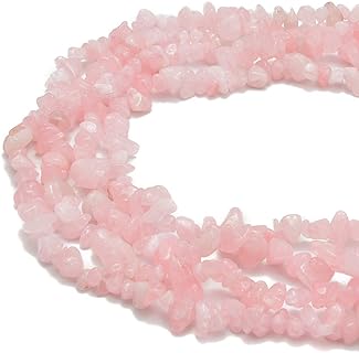 7-8mm PLTbeads Pink Rose Quartz Bead Necklace Kit in Genuine Gemstone with Irregular Stone Design for DIY Jewelry Making