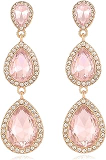 Vintage Rhinestone Teardrop Dangle Earrings Long Dangling Drop Earrings Crystal Chandelier Earrings for Women Wedding Bridal Prom