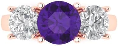 3.25 ct Natural Round Cut Amethyst Engagement Ring in 18K Rose Gold - Durable, Lightweight, and Perfect Gift for Special Occasions