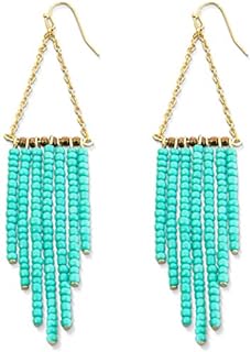 Gold-Plated Turquoise Dangle Earrings for Women with Beaded Design