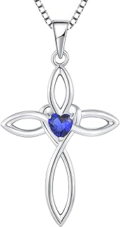 STARCHENIE Celtic Knot Cross Necklace for Women 925 Sterling Silver Crucifix Pendant Birthstones Jewelry