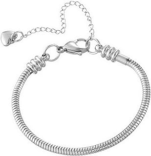 Stainless Steel Snake Beaded Bracelet with Lobster Claw Clasp for Women Girls, Charming Design