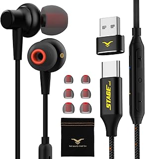 StageSound 7.1 USB C Kopfhörer mit HiFi-Klang, MEMS Mikrofon, und Stummschalttaste, ideal für Gamer und Filmfans, kompatibel mit Samsung, Huawei, PC, und Mac