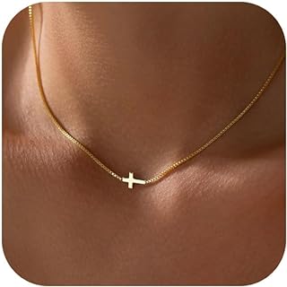 Lobster Claw Clasp Cubic Zirconia Cross Choker Necklace with Box Chain for Women and Teens - Minimalist Cross-Shaped Religious Design