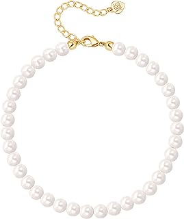Aobei Handcrafted Pearl Beaded Anklet with 18k Yellow Gold Plated Curb Chain & Lobster Claw Clasp