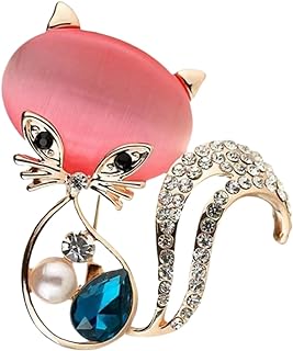 PGYMLSH Fashionable, Beautiful, Elegant Pink Animal Cat brooch Vintage Crystal Water Diamond Gold Plated Personalized brooch clip
