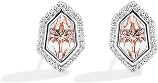 Jewelili Star Wars™ Fine Jewelry Guardians Of Light Women's Earrings 1/5 Ct.Tw. White Diamonds, White Topaz, Sterling Silver and 10K Rose Gold