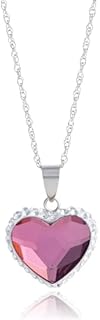 MAX + STONE Sterling Silver Rope Chain Necklace with Spring Ring Clasp, Featuring Two-Tone Heart Pendant with Crystal Elements, 18 Inches