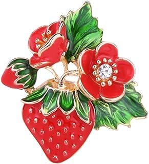 1pc Alloy Brooch Enamel Lapel Cool Enamel Vintage Enamel Breastpin Vintage Salad Brooch Brooches for Women Strawberry Brooch Funny Enamel Fruit Lapel Pin Miss Crystal Red Cloth