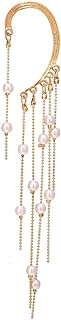 Ear Cuff Long Tassel Pearl Dangle Earrings Ear Cuffs for Women Non Piercing Pearl Wrap Ear Clip Gold Earrings Jewelry for Women Girls
