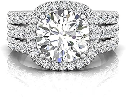 Blocaci Classic Moissanite Engagement Ring in White Gold for Women with Custom Text Engraving Option, Multiple Sizes Available