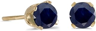 4 mm Round Sapphire Screw-back Stud Earrings in 14k Yellow Gold