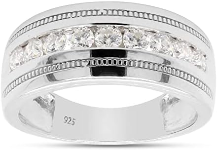 SAVEARTH DIAMONDS 1/2 ct. t.w Round Lab Created Moissanite Diamond Milgrain Wedding Band Ring For Men & Women In 14K Gold Over Sterling Silver (VVS1 Clarity, 0.50Cttw), Mother's Day Gift For Her