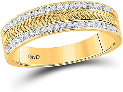 The Diamond Deal 14kt Yellow Gold Mens Round Diamond Wedding Wheat Texture Band Ring 1/3 Cttw