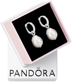 Sterling Silver Freshwater Pearl Hoop Earrings with Snap Back for Women - PANDORA Baroque Design
