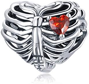 Rose Charm Heart Charms for Bracelets 925 Sterling Silver Bead Charm Fits Bracelets and Necklaces Paved with Cubic Zirconia Animal Skull Charm Dainty Halloween Charms Jewelry for Women Girls