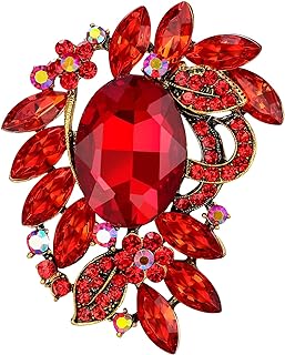 BriLove Women 's Elegant Stunning Crystal Rhinestone Marquise Leaf Oval Bouquet Brooch Pin for Party Prom