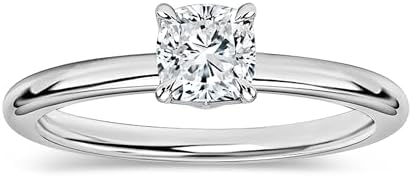 Cushion Lab Grown White Diamond Classic Solitaire Engagement Ring for Her in 925 Sterling Silver