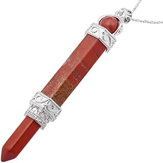 Red Jasper Crystal Hexagonal Pendant Necklace with Alloy Cable Chain, Spring Ring Clasp for Women – Spiritual Healing Jewelry