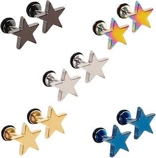ESROVER Boucles d'Oreilles Étoile en Acier Inoxydable pour Hommes et Femmes, Confortables et Sûres pour Peaux Sensibles, Taille Unique, Cadeau Parfait pour Toutes Occasions